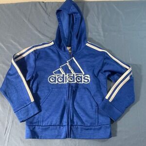 Adidas Kids Royal Blue Zip Up Hoodie Jacket Tricot Track Size 5